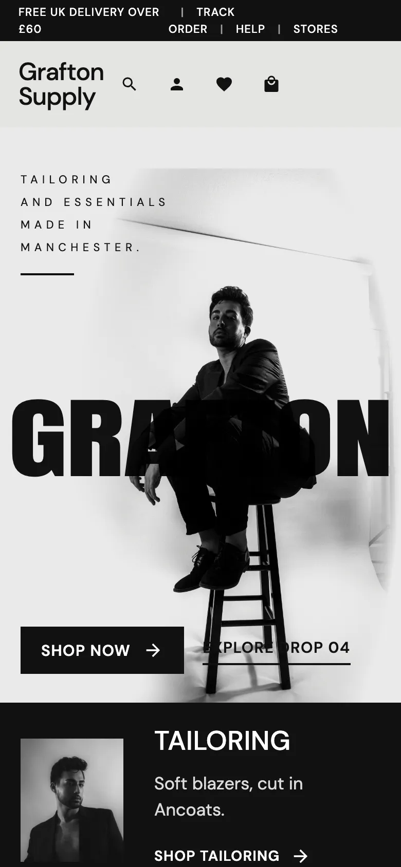 The Grafton Supply example site on a phone.