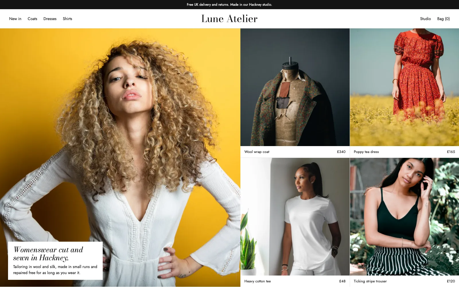 A proof of a fashion website with crop marks, ready for client sign-off